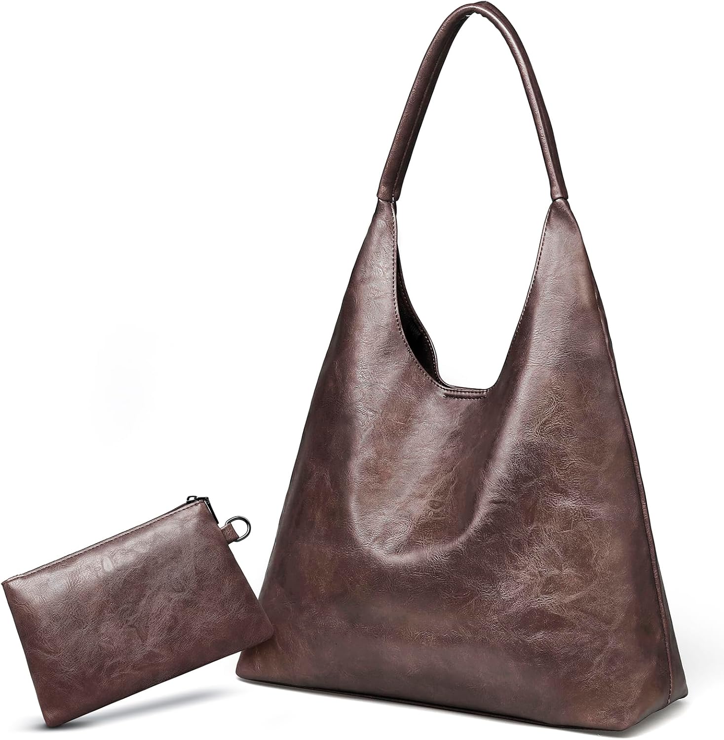 Utenwat Hobo Bags for Women Retro Vegan Leather Slouchy Tote Shoulder Purses Handbag with A Small Purse