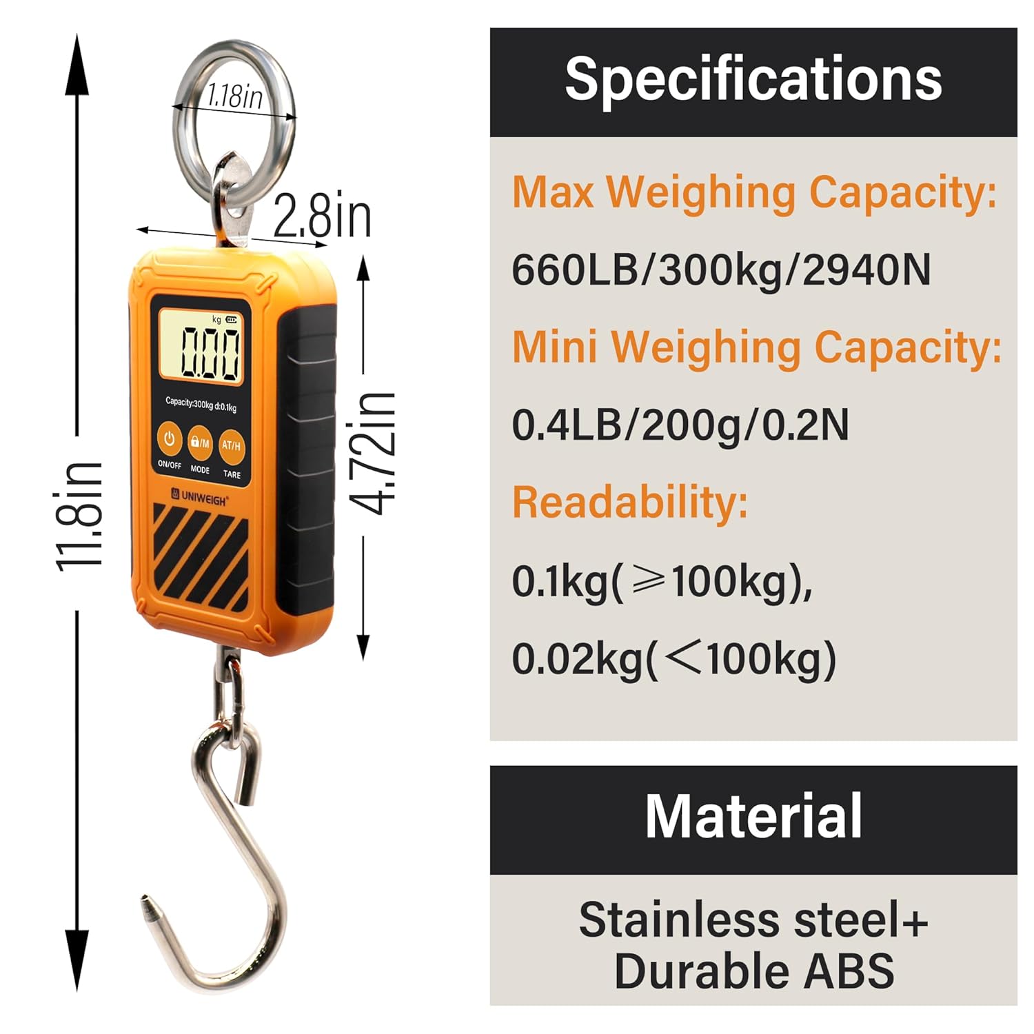 UNIWEIGH Digital Crane Scale TARE function demonstration