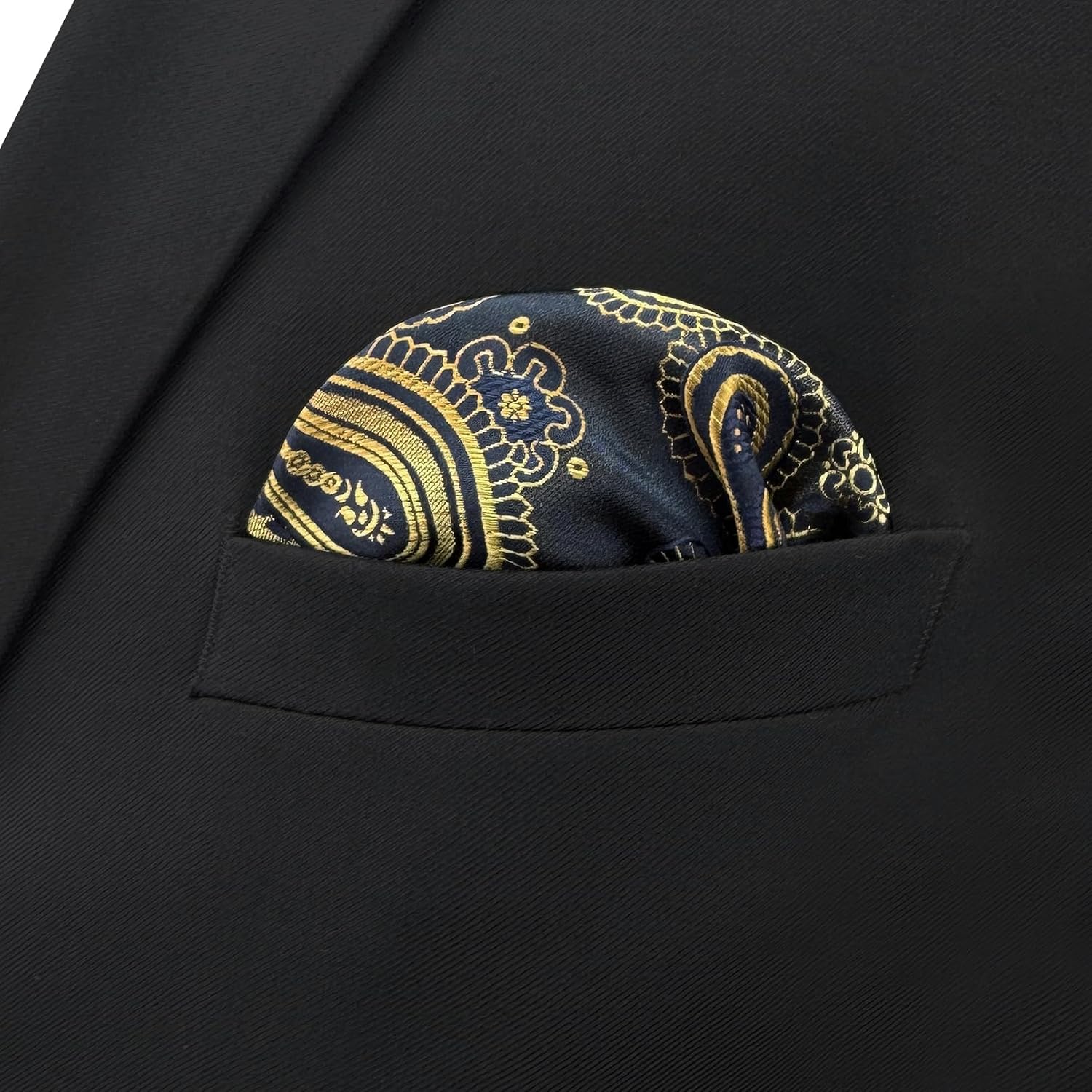 SHLAX&WING Paisley Blue Gold Pocket Square Mens Ties Silk Hankies MH10