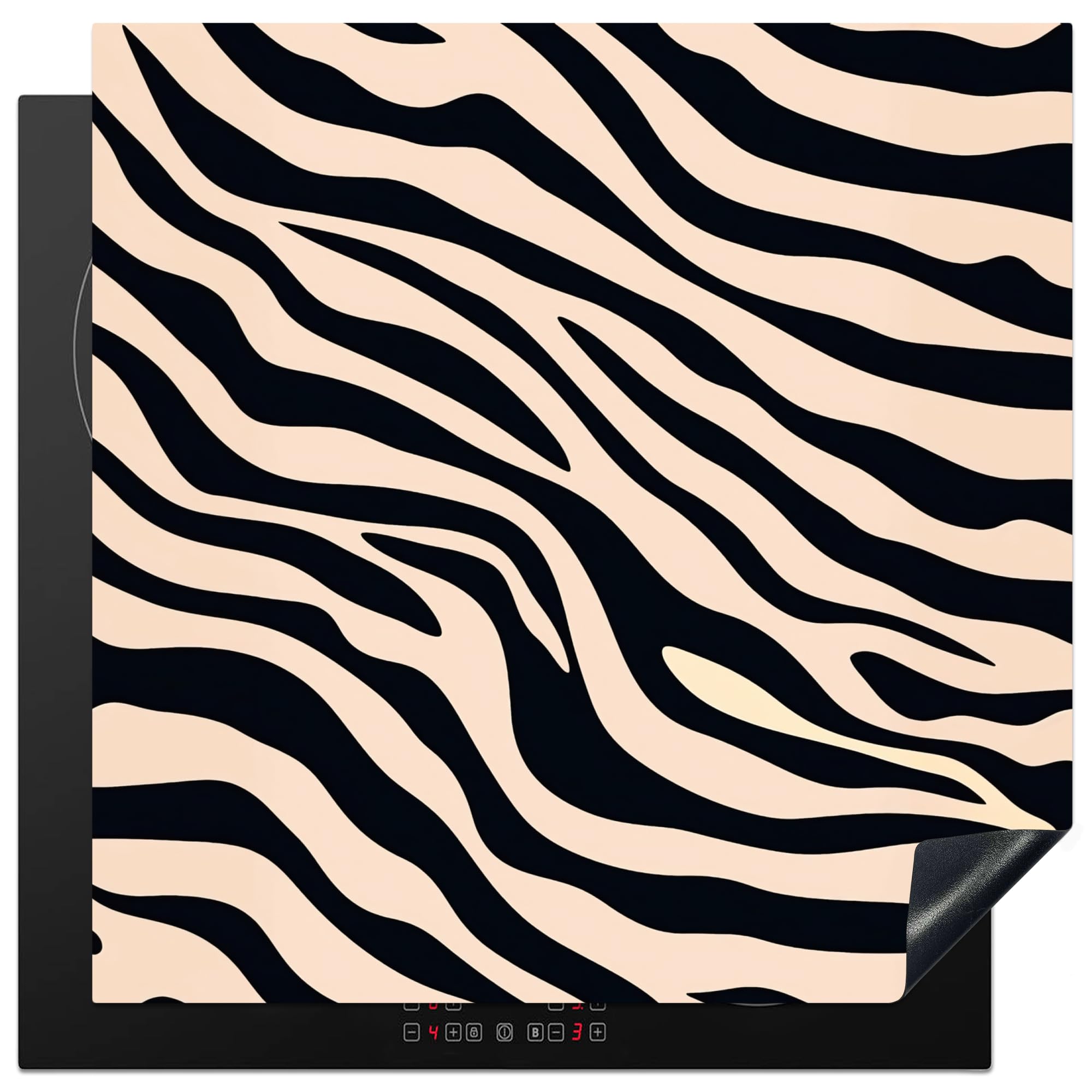 KitchenYeah© Induction Hob Protector Mat 30.7"x30.7" / 78x78 cm Stove Cap Top Cover Kitchen Cooker Covers for Electric Hobs Vinyl Zebra Print - Dynamic - Pink