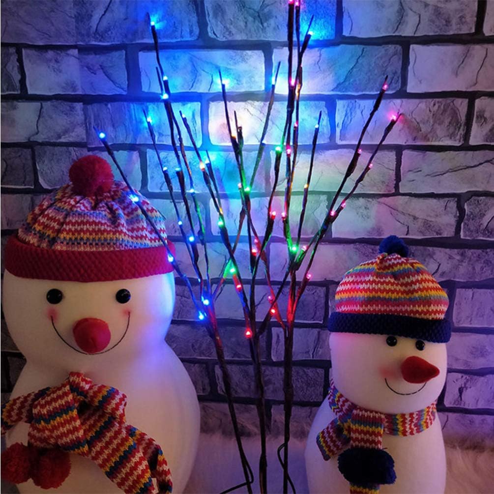 Uonlytech 60 LEDs Solar Powered Artificial Branch Lights Twig Lights Lighted Willow Branch for Christmas Thanksgiving Home Party Decoration (Colorful Light)