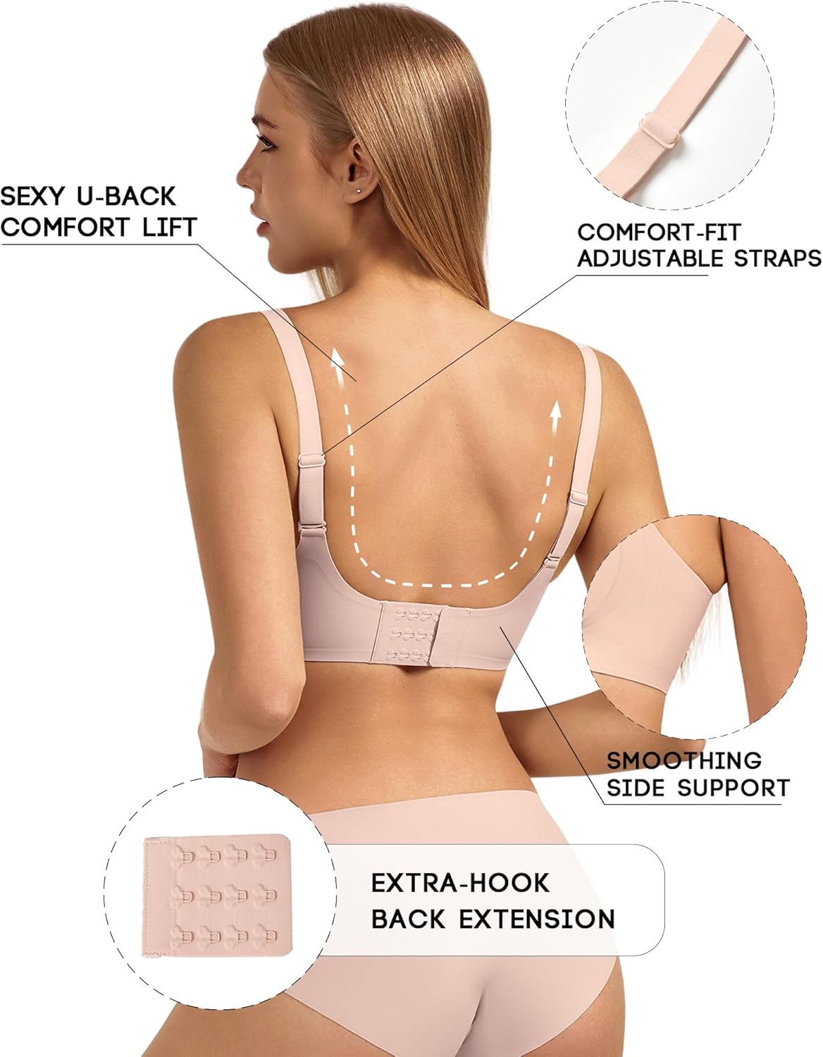 Women's Scalloped Jelly Comfort Wireless Bra - Breathable for Support, No Underwire Push Up Seamless T-Shirt Bralette - Image 3