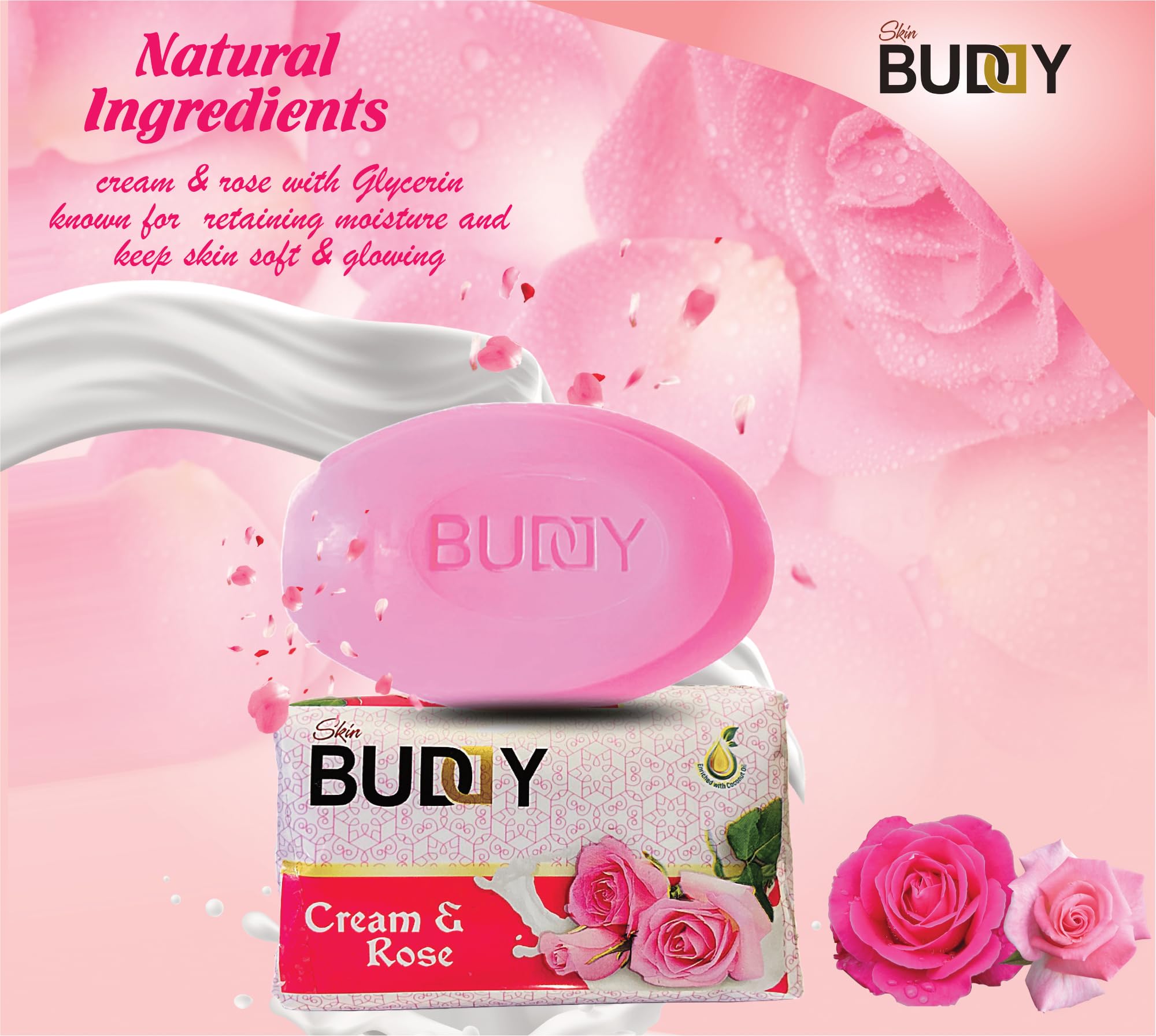 Buy SKINBUDDY 100% Pure Rose and Cream Bathing Soap, Soap with