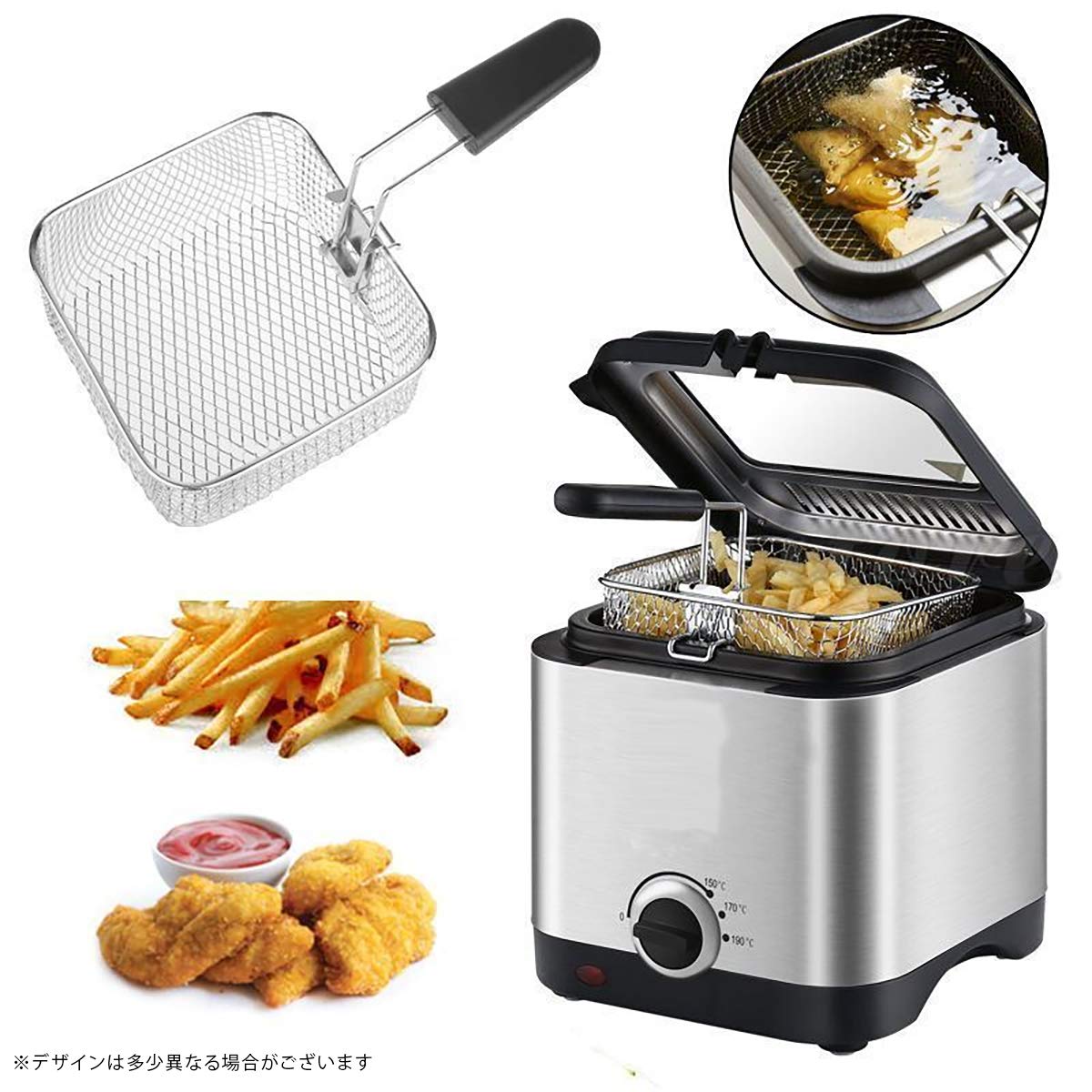 Amazon.co.jp: コンパクト 電気 フライヤー 卓上 1.5L 最高190度