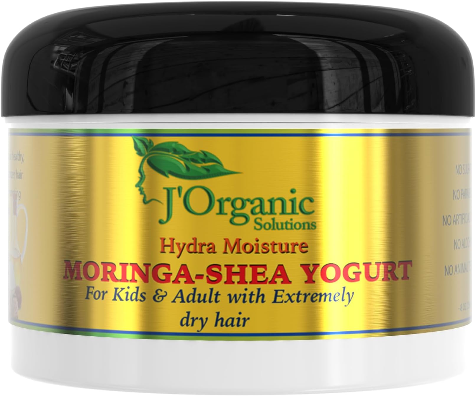J'Organic Solutions Moringa-Shea Hair Yogurt for Dry Hair - Revives Dull, Dry Hair, Reduces Frizz, Enhances Elasticity - 8 oz Made with pure organic unrefine shea butter.