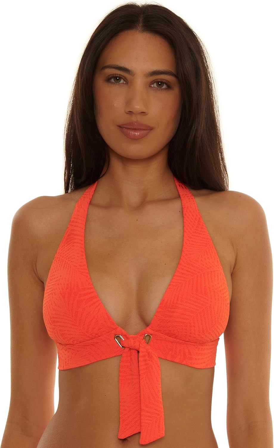 Trina Turk Women's Golden Oasis Halter Bikini Top, Adjustable, Tie Back, Swimwear Separates for Women