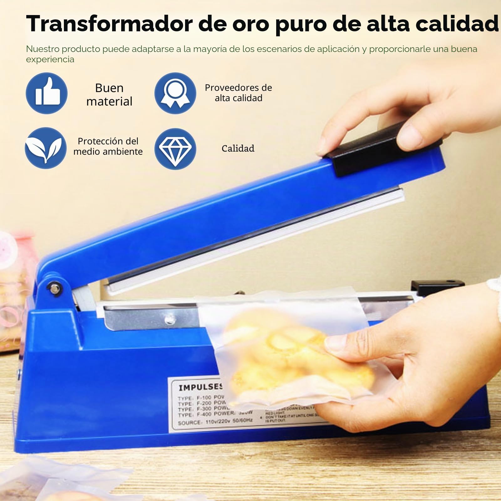 Selladora Bolsas De Plastico, Sellador De Bolsas, Termoselladora, Selladora Térmica Profesional Manual Máquina Selladora De Bolsas para Sellado De Bolsas Máquina De Envoltura Retráctil (L-300mm)