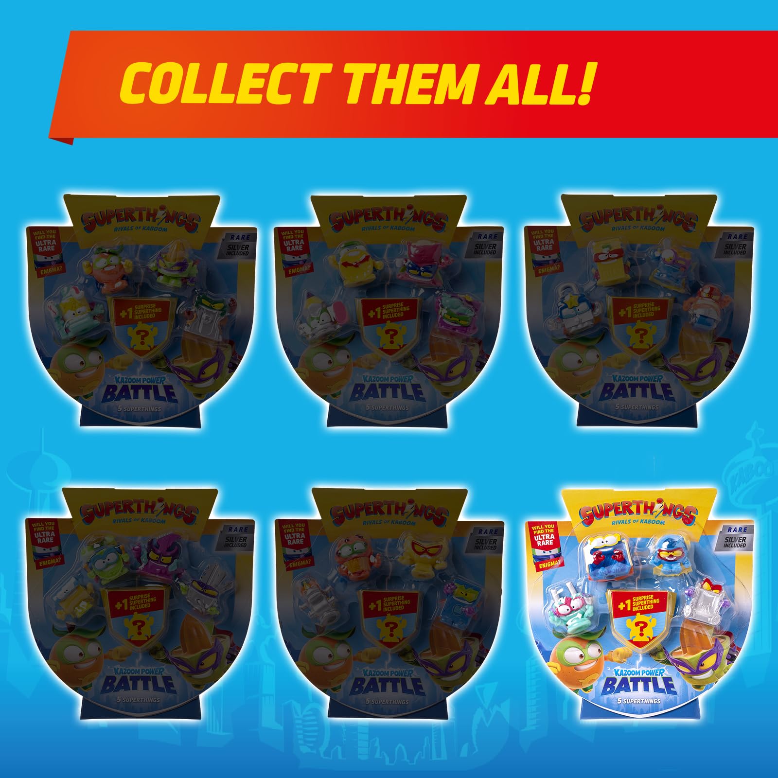 SUPERTHINGS KAZOOM POWER Battle – 5 Pack. Zawartość: 5 figurek Superthings (1 niespodzianka i 1 srebrny kapitan). Zestaw 6/6