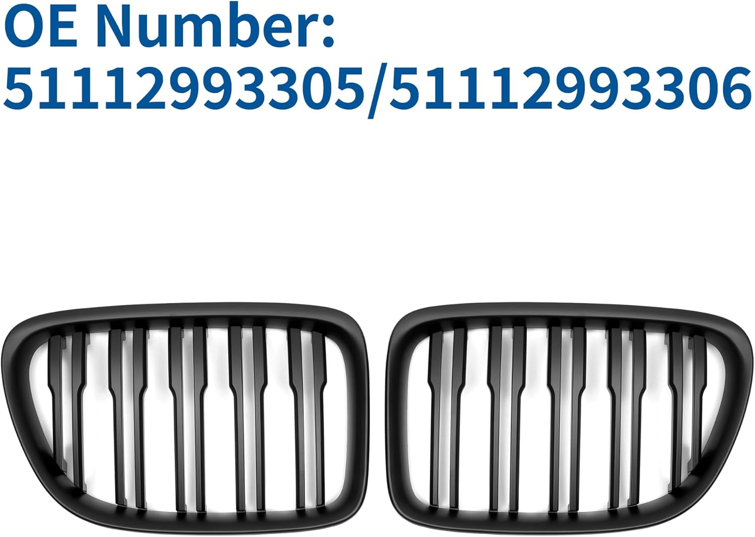 X AUTOHAUX No.51112993305/51112993306 Front Upper Hood Bumper Grille Grill for BMW X1 E84 2009-2015 Front Upper Bumper Kidney Grille Grill Double Slat Matte Black 1 Pair