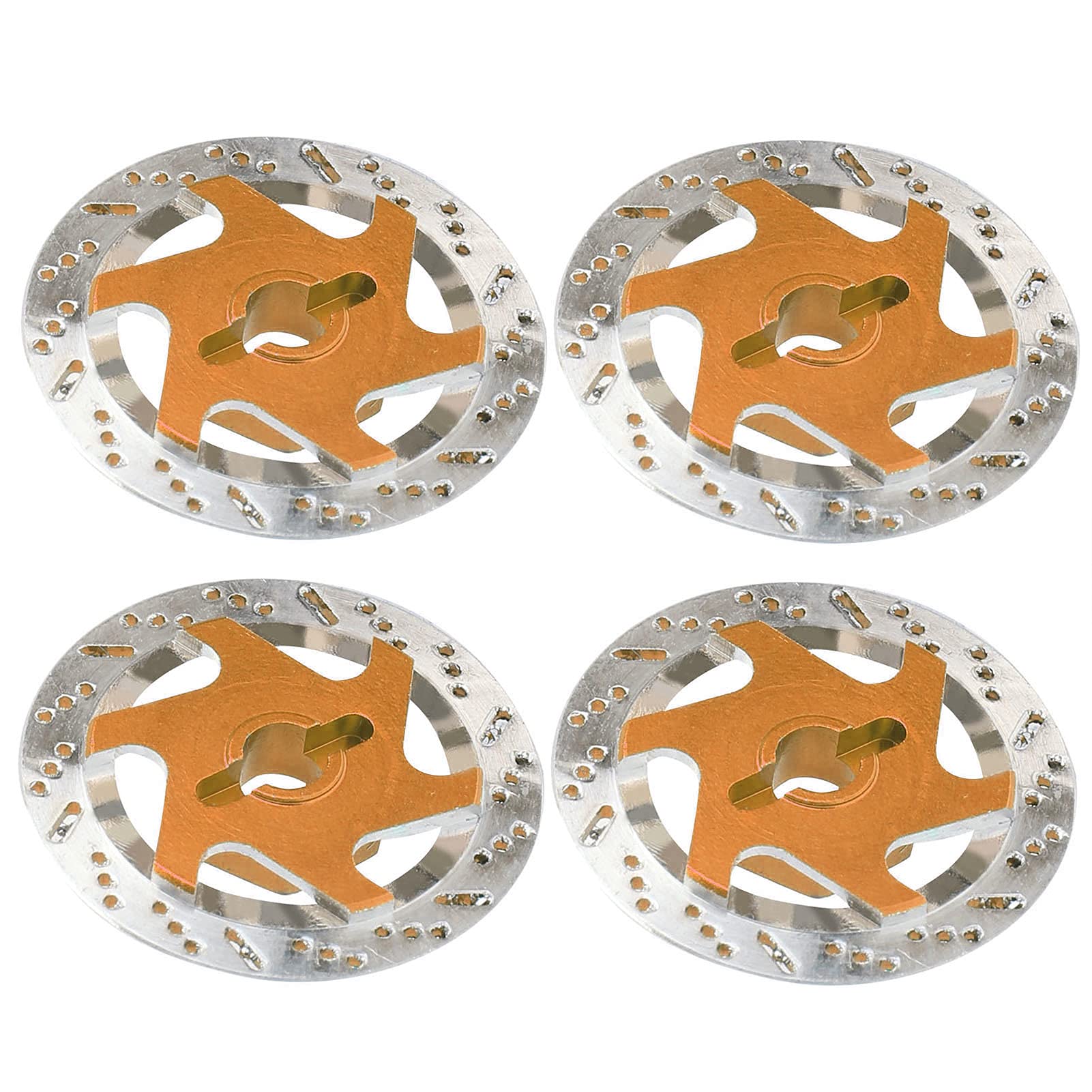 Masyrt Universal Aluminum Alloy 4PCS RC Car Brake Disc with 1/10 Metal Hex Adapter for Remote Control Cars - High Performance Accessory (Gold)