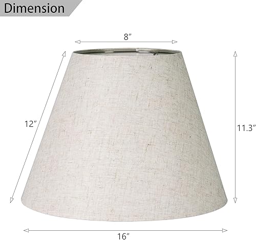 Miniatura 4 de TOCHIC Pantallas grandes de lino imperio para lámpara de pie, lámpara de escritorio de mesa, lámpara de noche, cubierta de pantalla de lámpara de