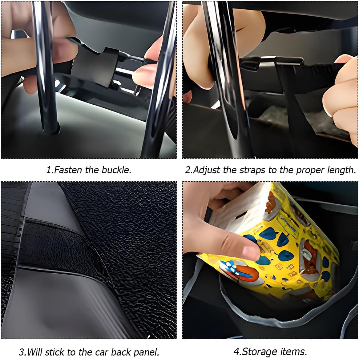 BELOMI Car Trunk Organizer, Auto Waterproof Sturdy Backseat Hanging Large Storage Collapsible Cargo Bag with Anti-Slip Adjustable Strip&4 Pockets, Vehicle Interior Accessories for Man Woman (Black)