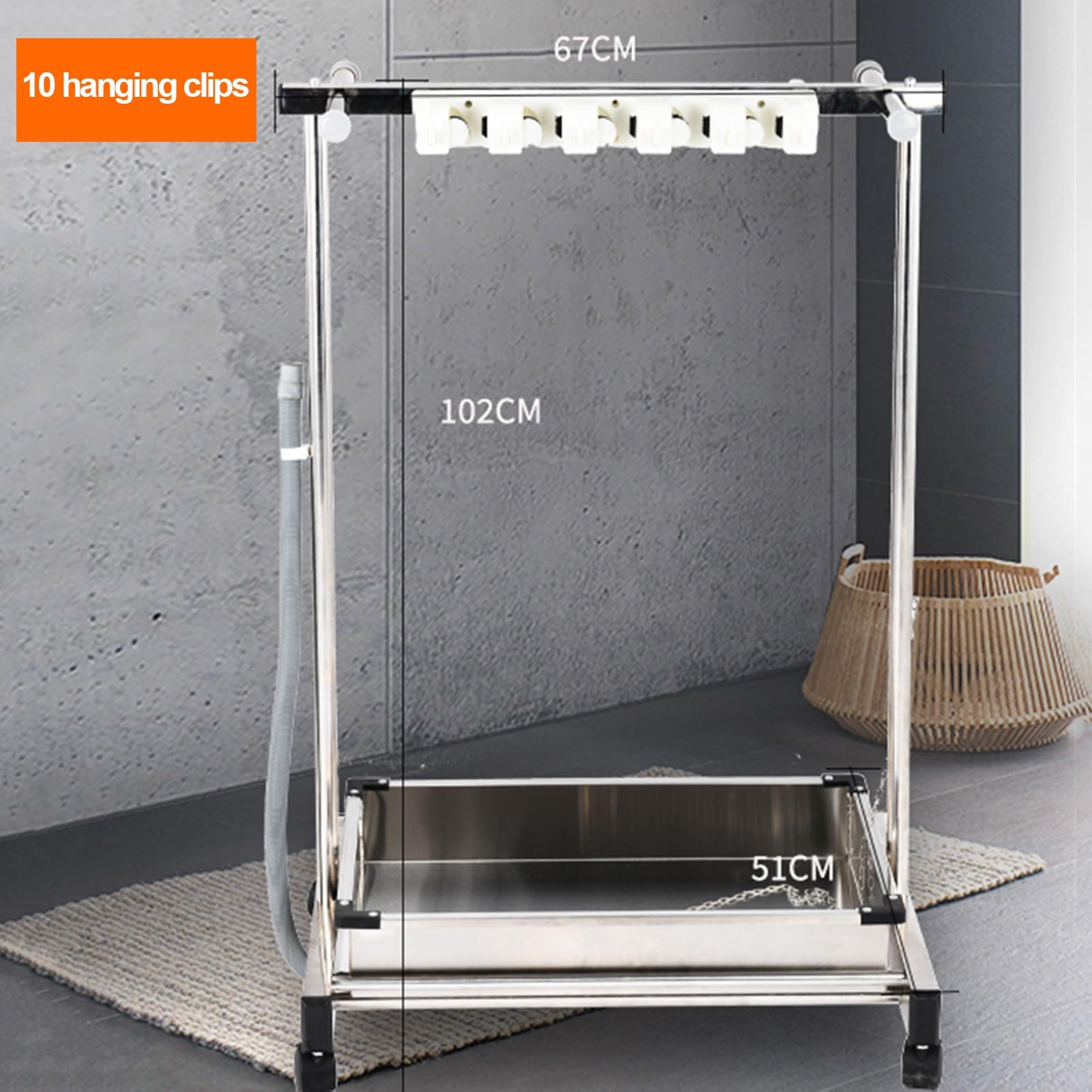 GOCHUSX Mop Rack with Wheels, Movable Broom Holder, Hand Trucks Broom, Commercial Cleaning Tool Cart, Garden Tool Storage for Put Wet Mops (Color : Black, Size : 67x51x102cm(10slots))