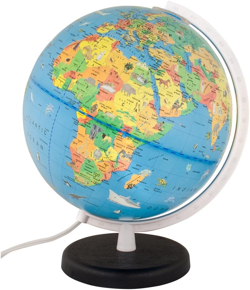 Columbus Voyage Light Up Globe for Kids with Animals, 10 Inch