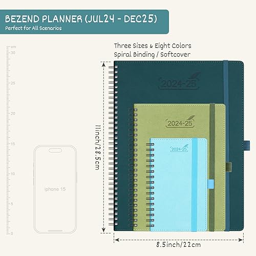 Miniatura 6 de BEZEND Agenda 2025 Starts from Now, 18 meses (julio 24-diciembre 25) turquesa 8.5 x 11 pulgadas, planificador de año académico, calendario diario