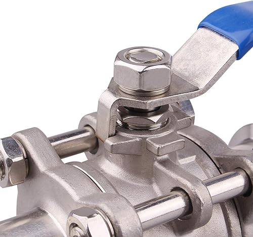 Miniatura 6 de Dernor - Válvula de bola sanitaria para trébol de 3 abrazaderas de acero inoxidable 304, con revestimiento de PTFE, de dos vías y tres piezas