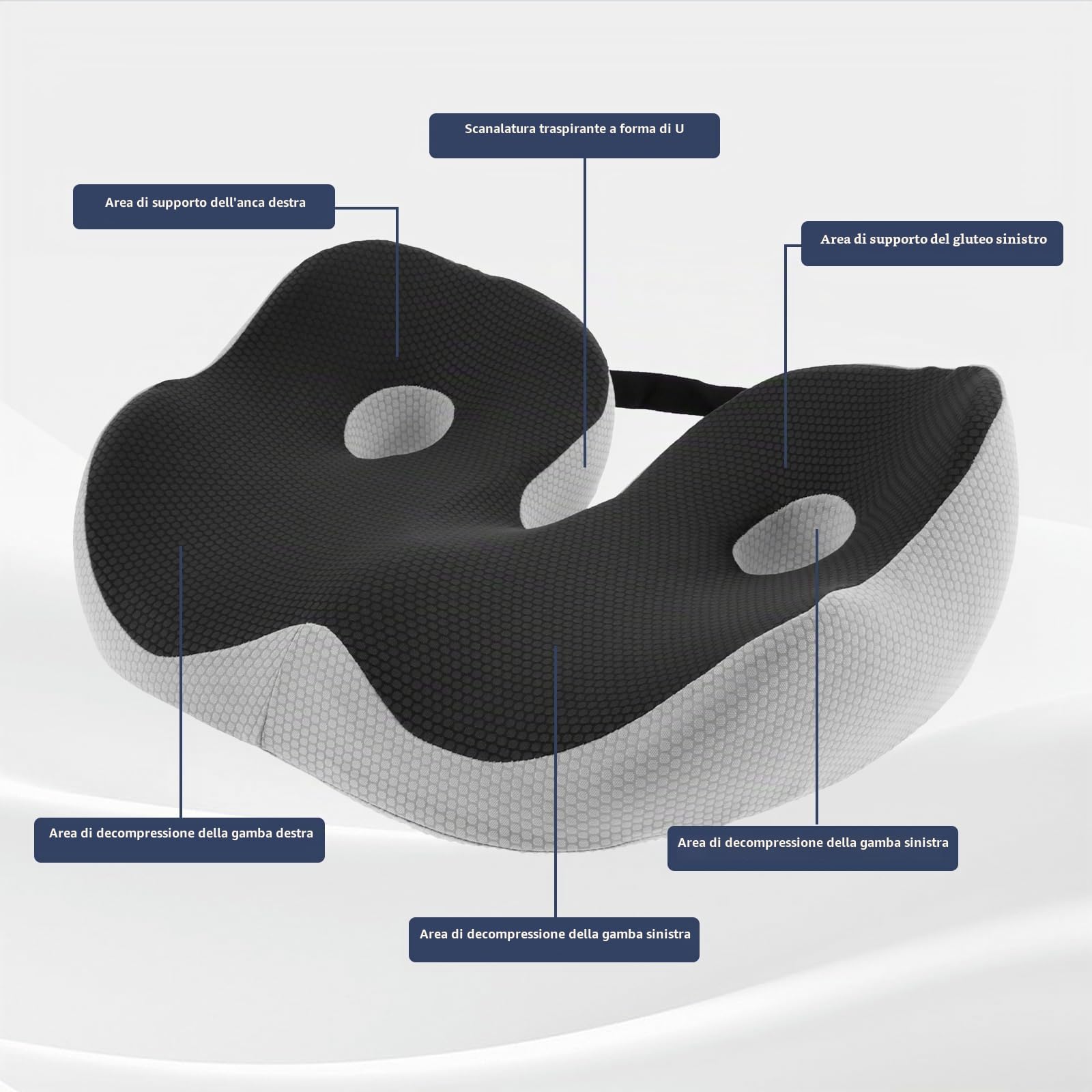 Cuscino per coccige per dolore al coccige, regolabile, foam, antiscivolo, ergonomico, per alleviare il dolore al coccige, per sedia da ufficio, sedia a rotelle, cuscini per sedili auto,