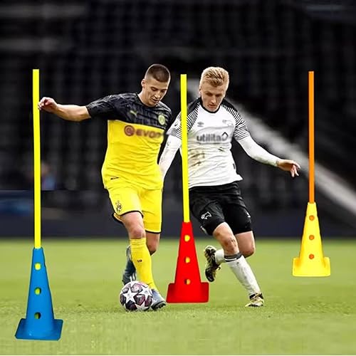 Miniatura 8 de Bastones de entrenamiento de agilidad de fútbol, paquete de 5 unidades, color amarillo, bastones de slalom de velocidad para equipos deportivos,