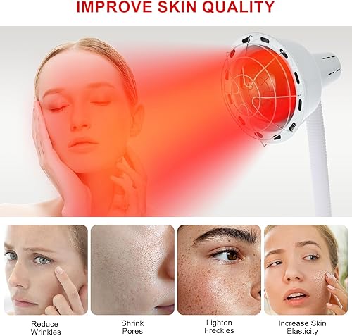 Miniatura 3 de Lámpara de calor infrarroja, dispositivo de terapia de luz roja cercana a 275 W para aliviar el dolor corporal con soporte y bandejaquitar control