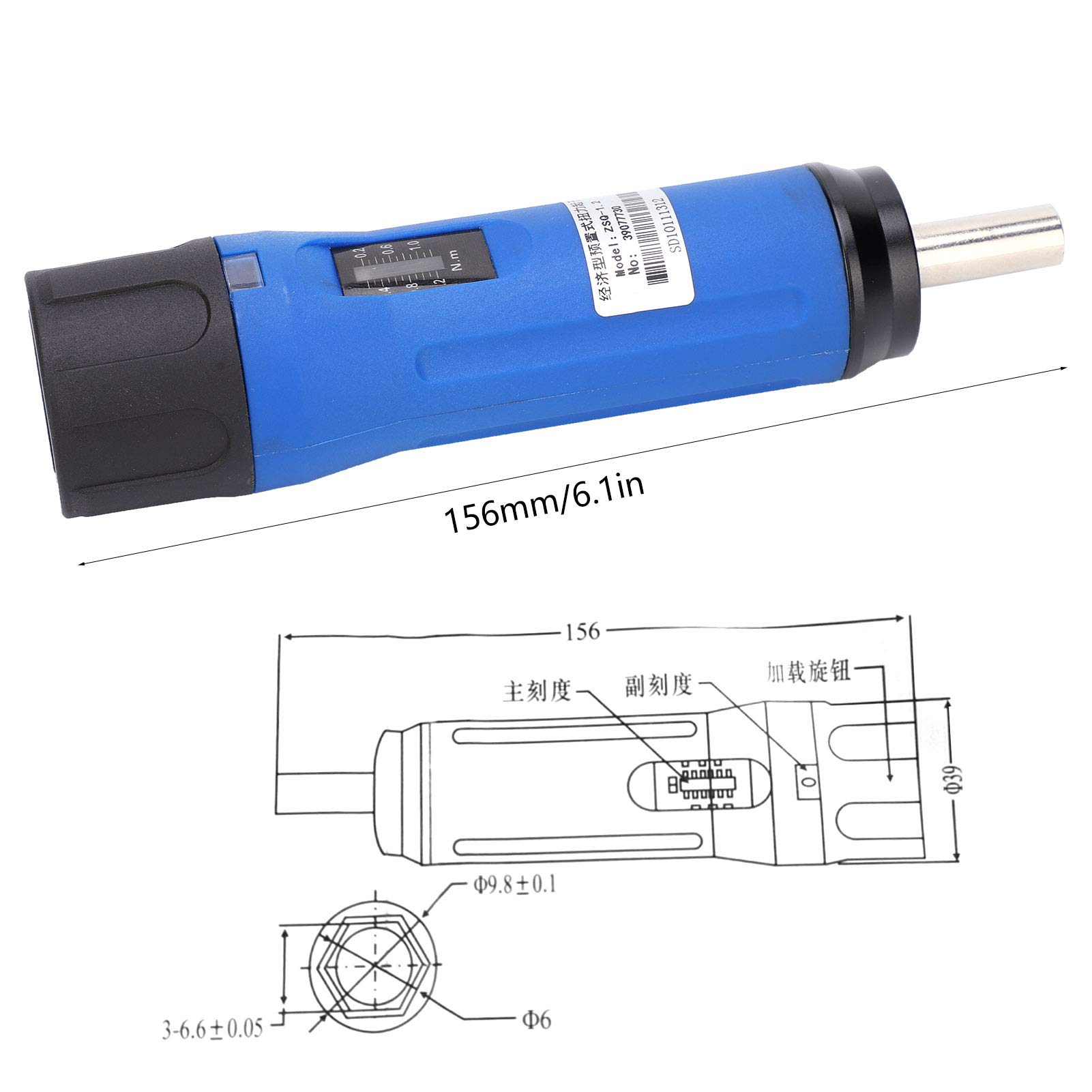 YWBL-WH Destornillador Dinamométrico Hierro Nylon Llave Dinamométrica Preestablecida 0,2 a 1,2 NM Hexagonal de 6,35 Mm con Alerta de de Punta Recta y Cruzada para Reparación de Placas de Circuito
