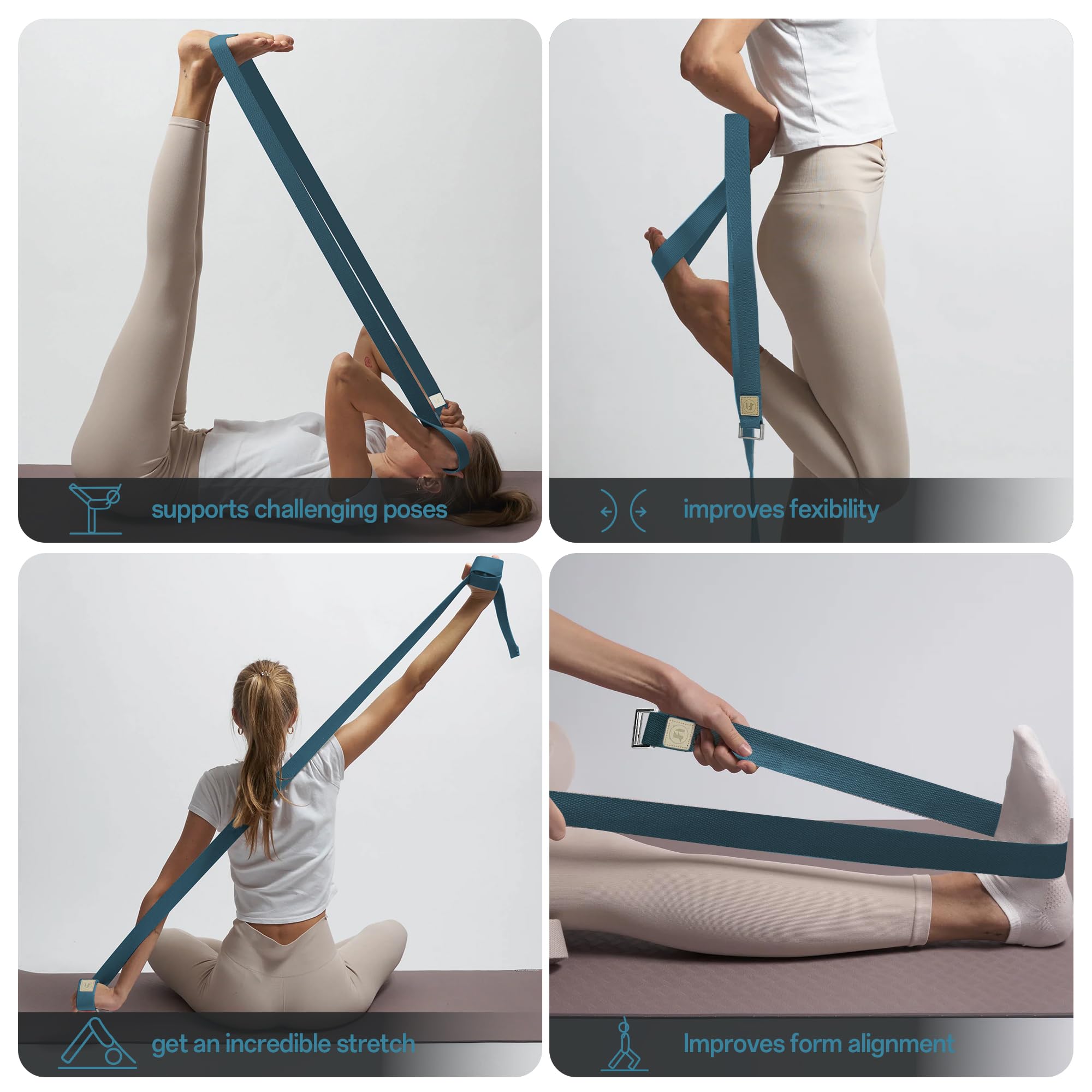 Cinghie da yoga da 1,8 m o 2,5 m, in cotone resistente, per stretching, cinghia regolabile per yoga, danza, allenamento in palestra