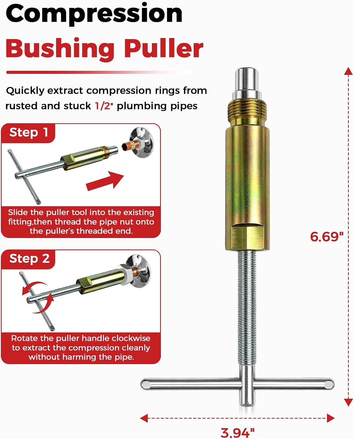TANYO Plumbing Tools Kit, 1/2 Compression Sleeve Puller & Angle Stop Wrench