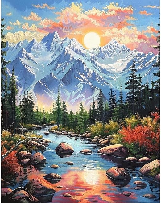 Amazon.com: uuxsretaio Mountain Paint by Numbers for Adults-Scenery ...