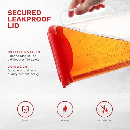 Miniatura 4 de Jarra de plástico con tapa de 1.5 litros, jarra para refrigerador, contenedor de jugo con tapa, jarra de té helado, jarra hermética con boquilla