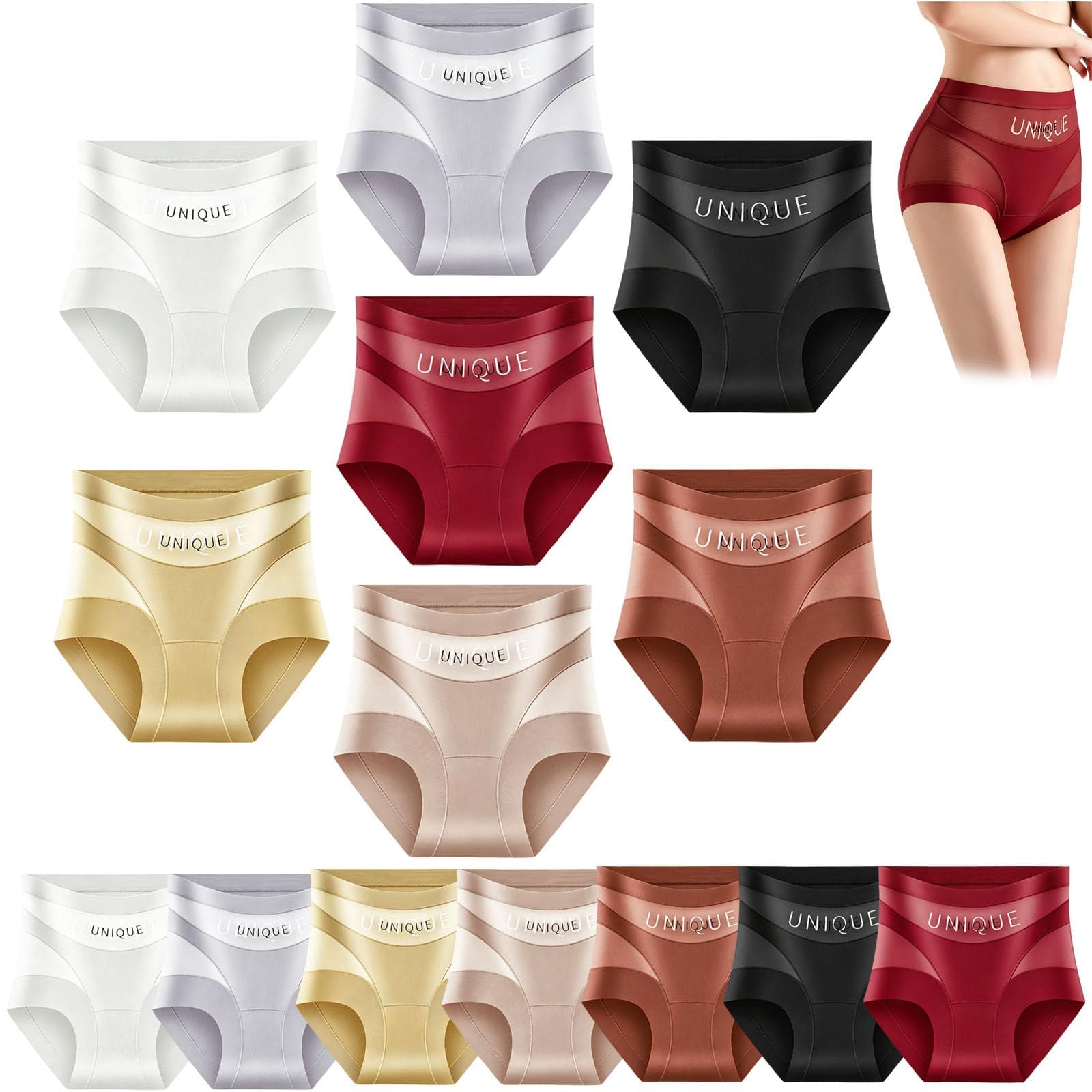 Bragas moldeadoras únicas de cintura alta con control de abdomen, sin costuras, suaves y sedosas, multicolor