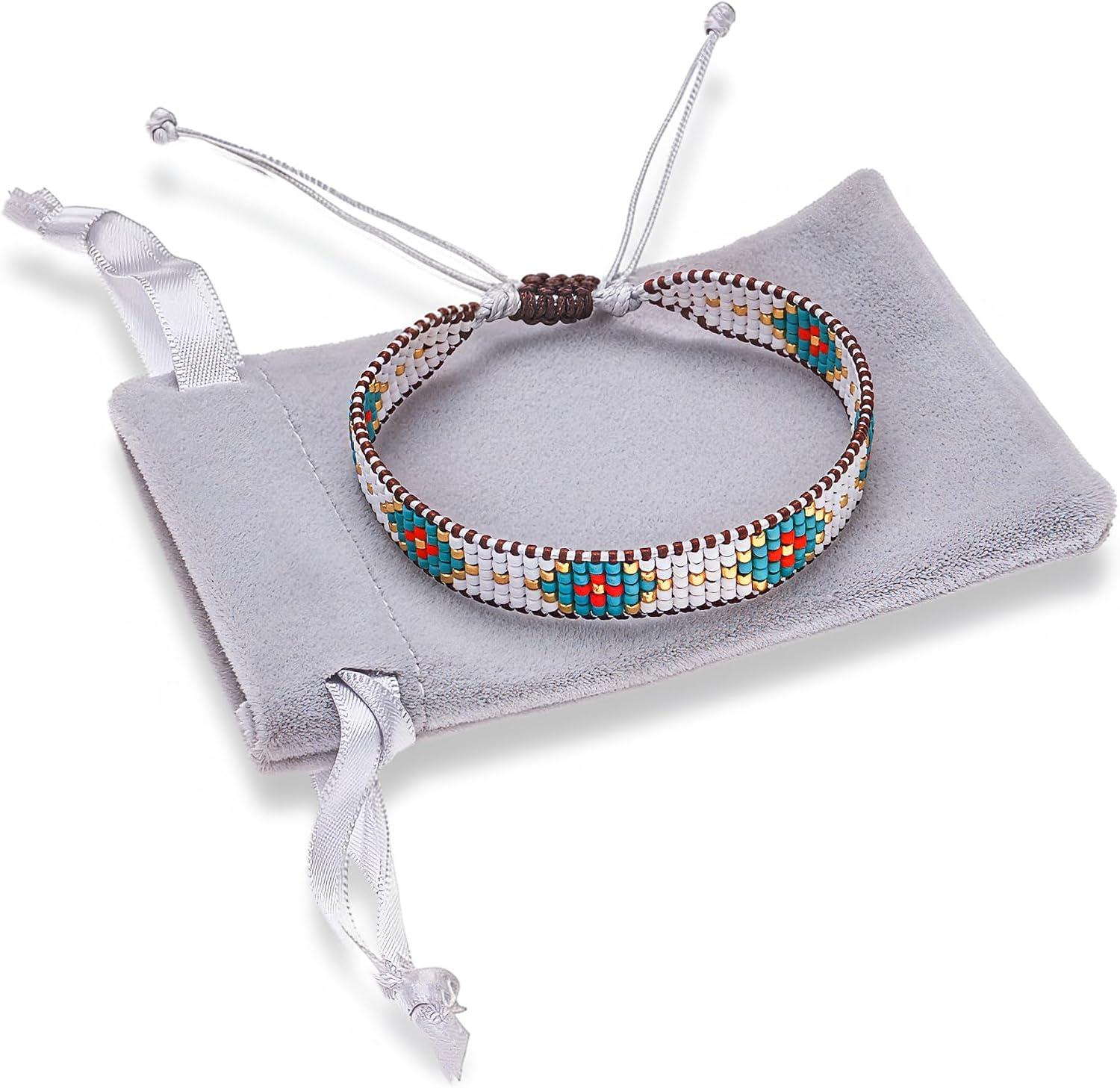 Handmade Beaded Bracelet – Adjustable Boho Friendship Wristband – Tribal Artisan Style in Red, White, and Multicolor Designs – 3 Unique Patterns