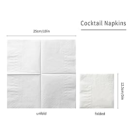 100 Pack Cocktail Napkin 2-Ply Dessert Napkins Folded 5 x 5 Inches Disposable Napkins for Dinner Wedding Birthday Baby Shower Party Bridal Anniversary Reception Event (100, White)