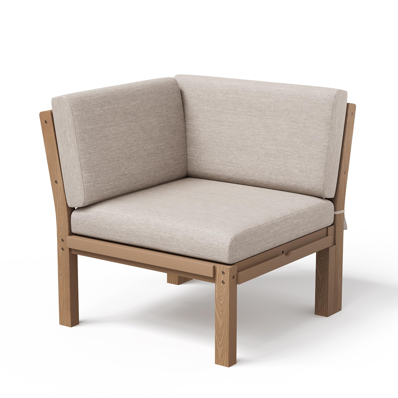 Stoog Modular Corner Unit - Waterproof Connector for L-Shaped &amp; U-Shaped Outdoor Sectional Sofas, Teak