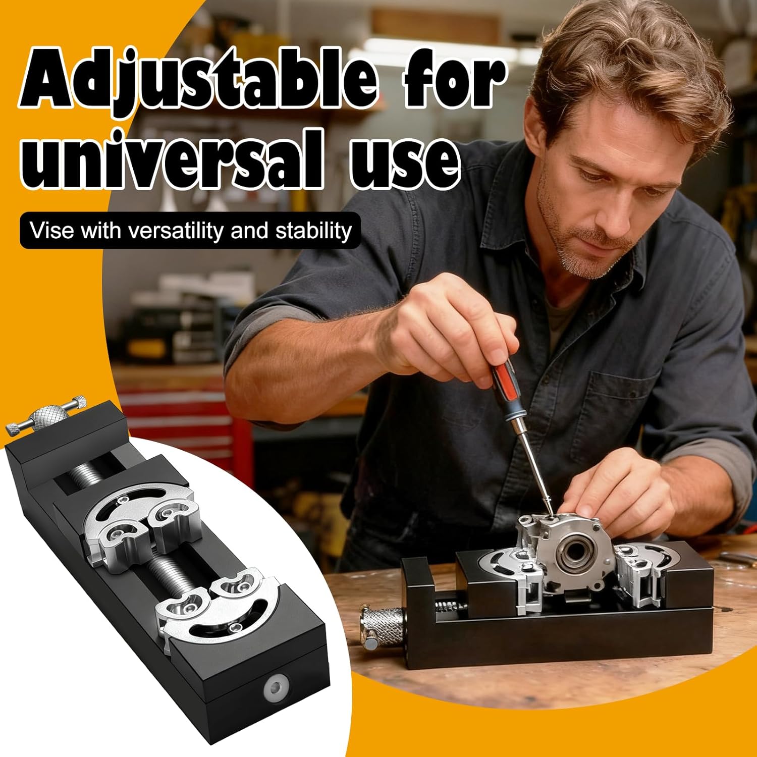 Mini Vise Clamp Smart Fractal Vise Drill Press Vise Bench Vise for Any Self-Adjusting Aerospace-grade Aluminum Alloy&Precision CNC Machined for DIY,Crafts,Jewelry Making,Repair