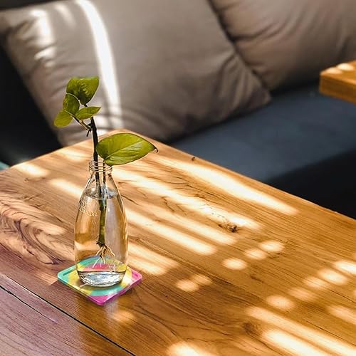 Miniatura 4 de Welled - Posavasos cuadrado de madera con cuadrado de 4 pulgadas, 4 piezas, para adornos de madera, manualidades y decoraciones, centro bien