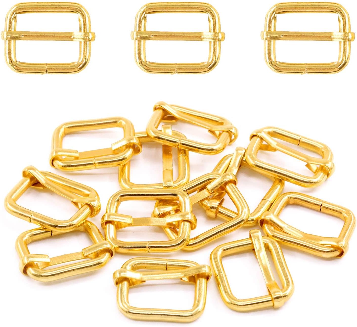 Swpeet 60Pcs 5/4 Inch - 32mm Sliver Metal Rings Metal Rectangle Adjuster Triglides Slides Buckle, Roller Pin Buckles Slider Strap Adjuster Keychains for Belt Bags DIY Accessories (Sliver, 5/4 Inch)