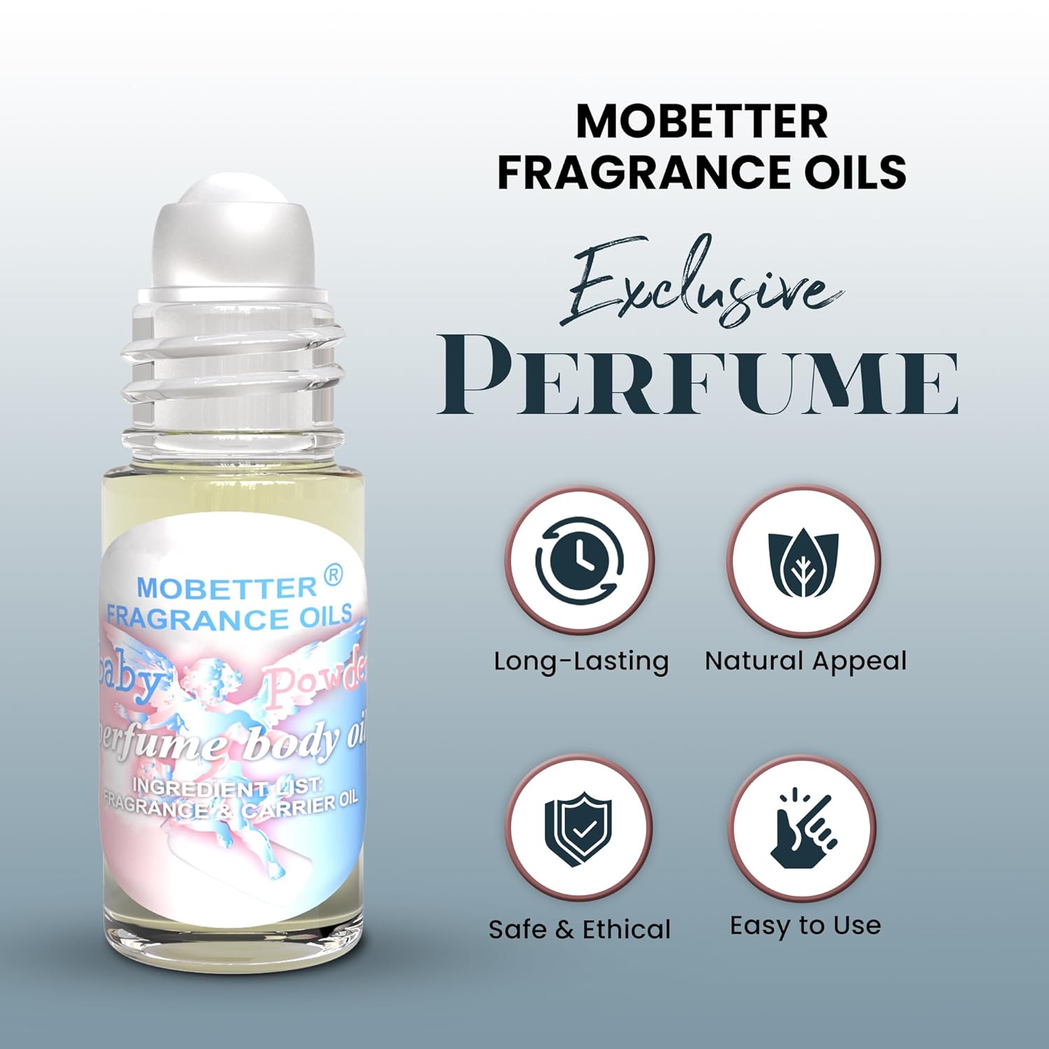 MOBETTER FRAGRANCE OILS Baby Powder 1 Oz Perfume Fragrance Body Oil for Unisex