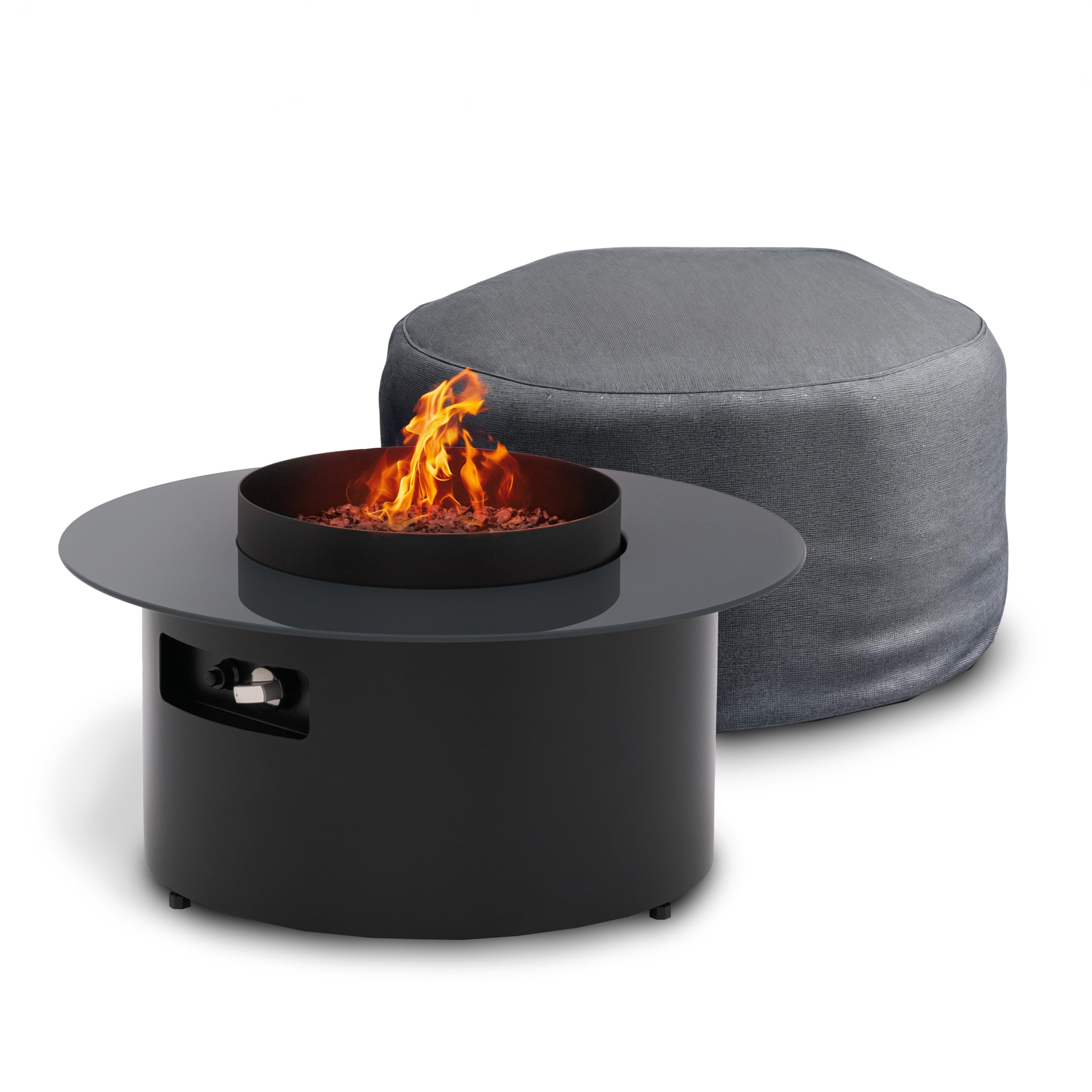 Planika Dot Mesa de Café 2 en 1 con Hoguera a Gas - Mesa de Café para Balcón y Patio, Chimenea Exterior, Mesa de Jardín, Mesa Auxiliar, Calefactor para Exterior, Patio y Balcón.