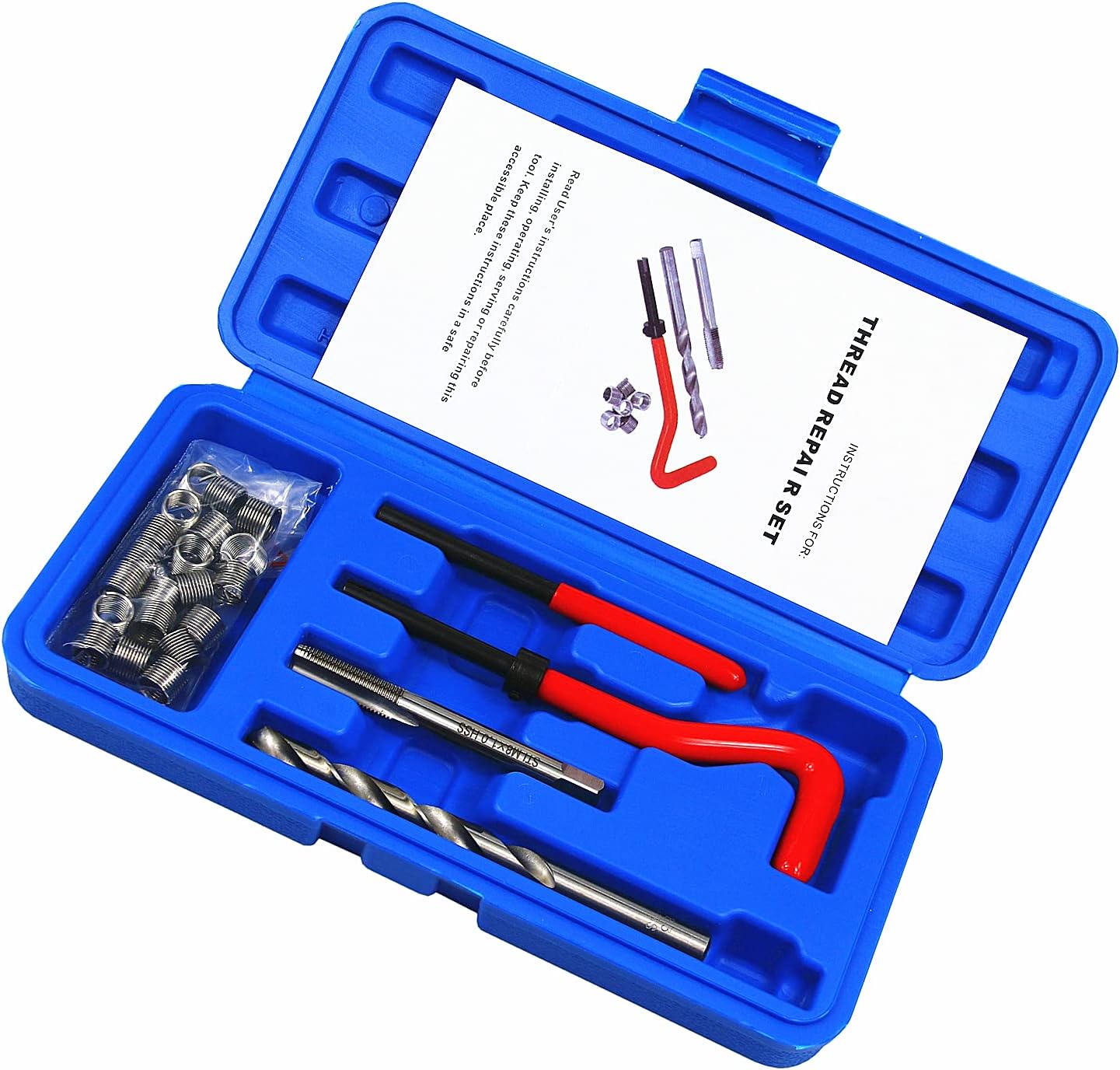 25pcs Thread Repair Kit M8 x 1.0mm Metric Thread Repair Insert Kit Compatible Hand Tool Set for Auto Repairing (M8-1.0)