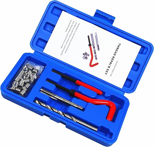Miniatura 2 de Kit de reparación de roscas M8 x 0.039 in Kit de inserción de reparación de rosca métrica compatible con herramientas manuales para reparación