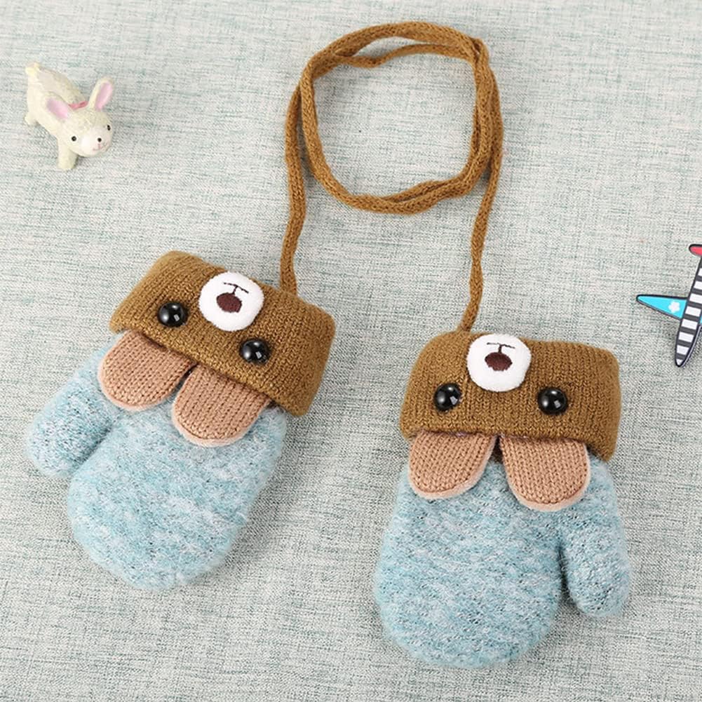 PENINSULA LOVE Toddler Winter Thermal Gloves Warm Knit Mittens Baby String Plush Gloves 1-3Year - Image 8