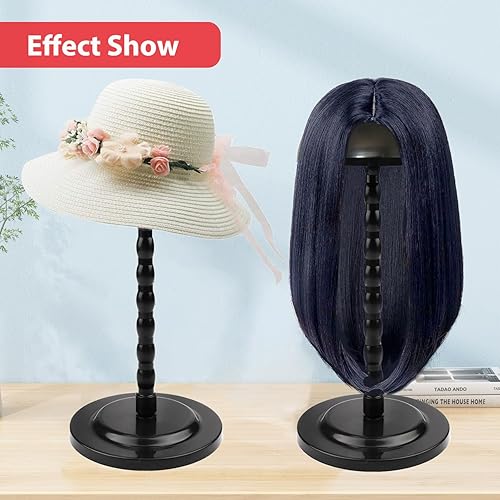 Miniatura 2 de Soporte para peluca, 1 soporte para cabeza de peluca de 13.8 pulgadas, soporte de peluca portátil negro antideslizante, soporte de cabeza de peluca