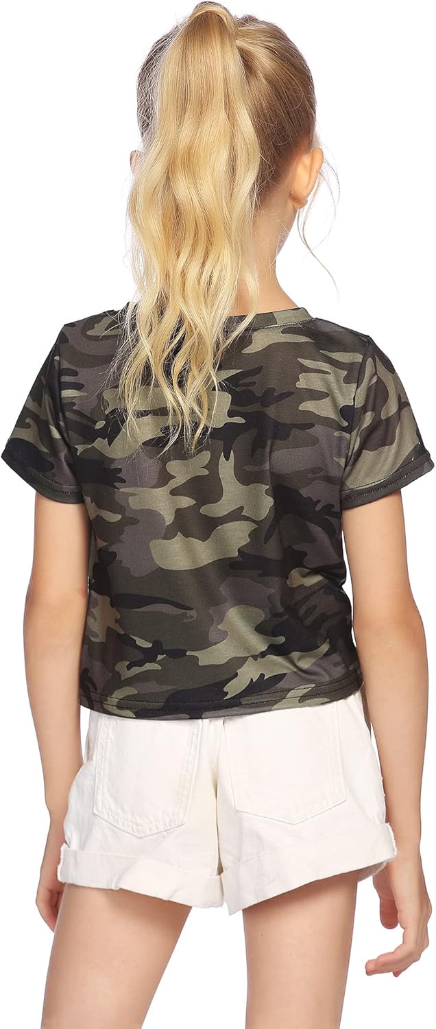 Arshiner Girls Casual Tie Dye Short-Sleeve T-Shirt Cute Print Summer Blouse for Girls Twist Front Tunic Tee Tops - Image 4