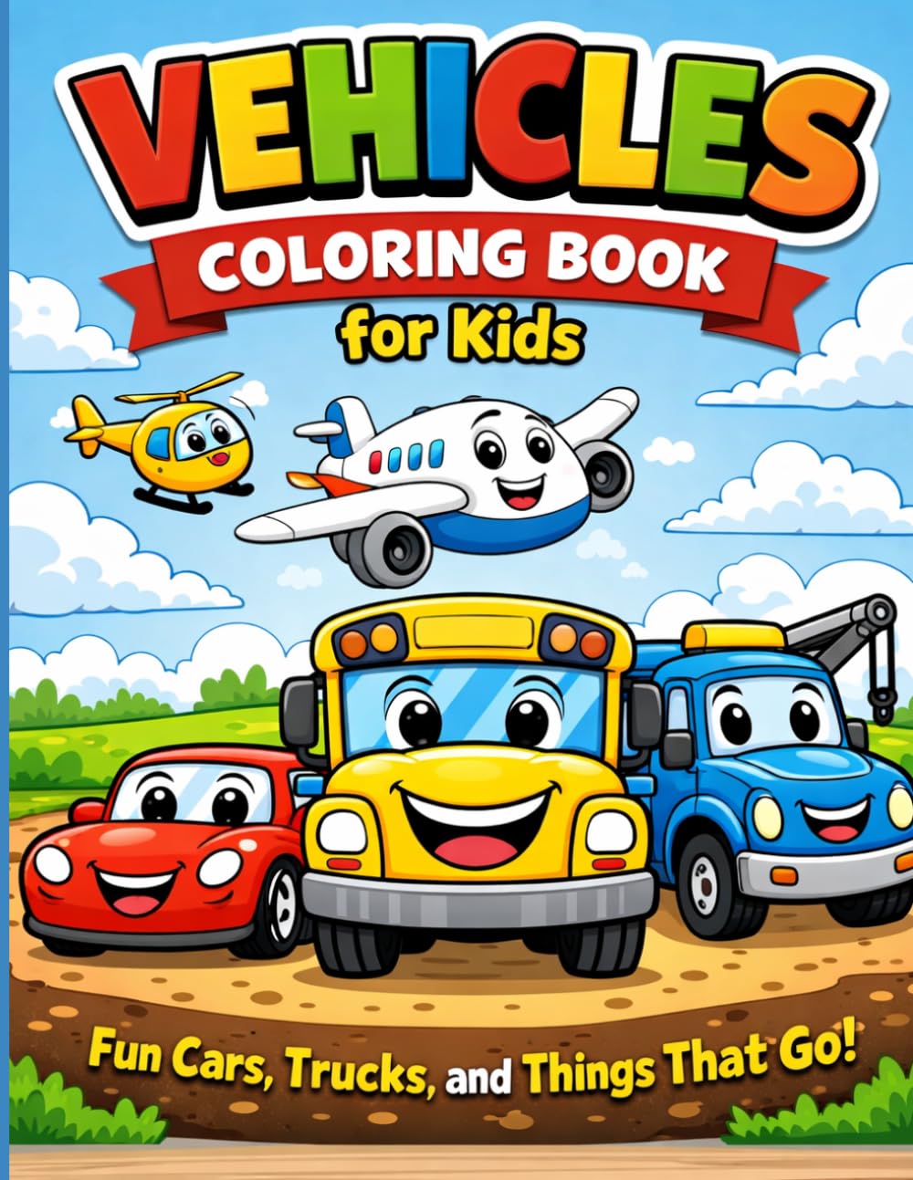 Vehicles Coloring Book for Kids: Fun Cars, Trucks, and Things That Go!