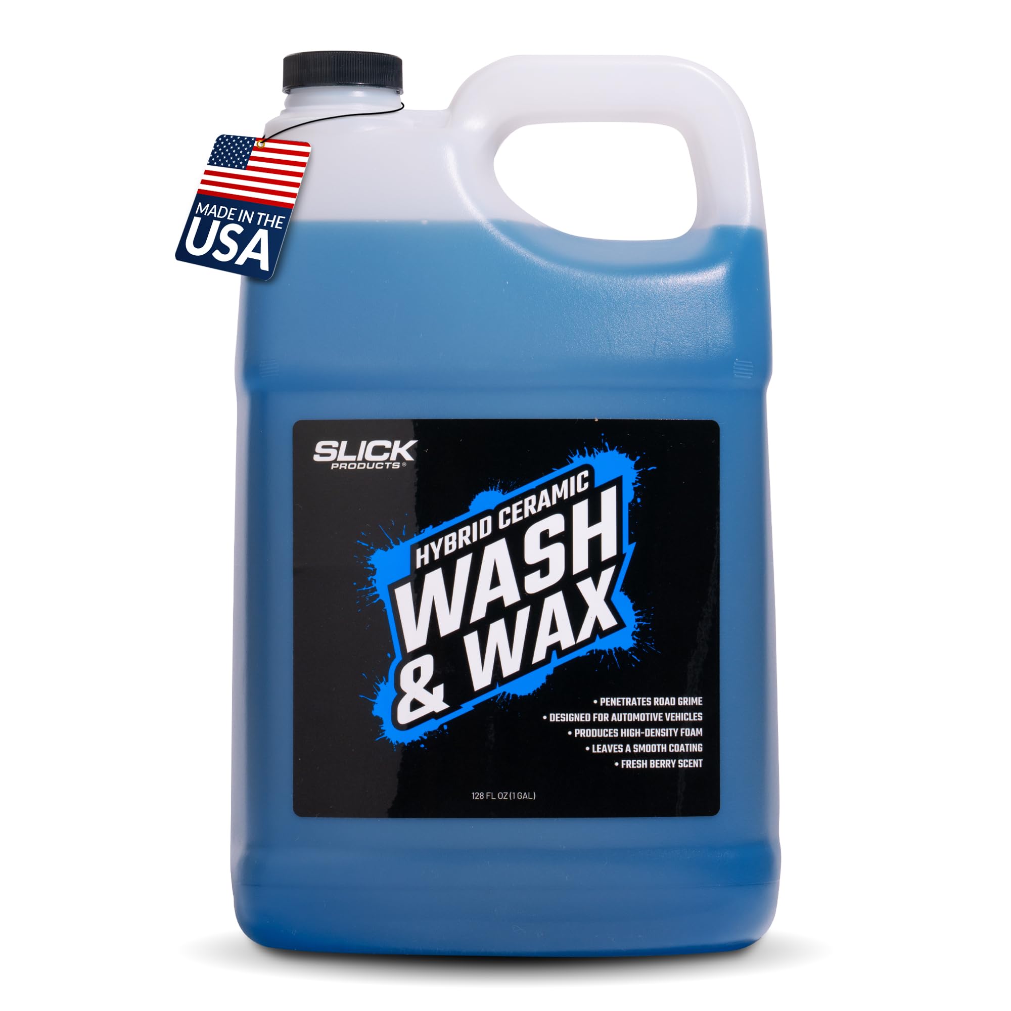 Slick Products Hybrid Ceramic Wash & Wax Super Concentrate – Extra Thick Foaming Car Shampoo & Motorcycle Wash Soap with Wax Protection – Perfect for