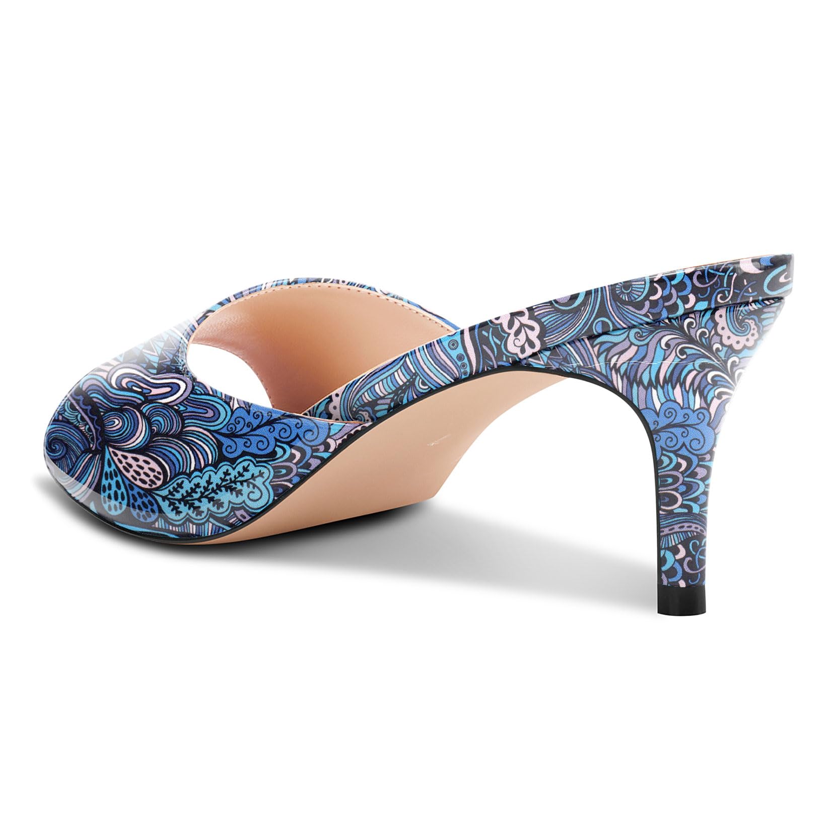Castamere Mujer Redonda Abierta Punta Gatito Heel Mules Zapatos Sandalias Fiesta Baile Dress Slip-on Sandalias 6.5 CM Heels