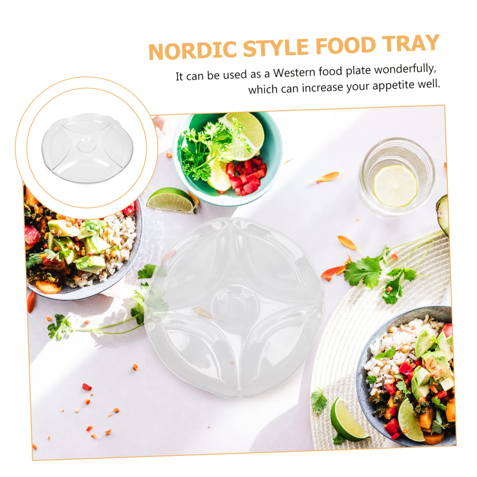 ABOOFAN Verre Assiette à Compartiments, Séparation des Aliments, Style Nordique, Design Empilable, Service Élégant, pour Maison et Repas Occidentaux