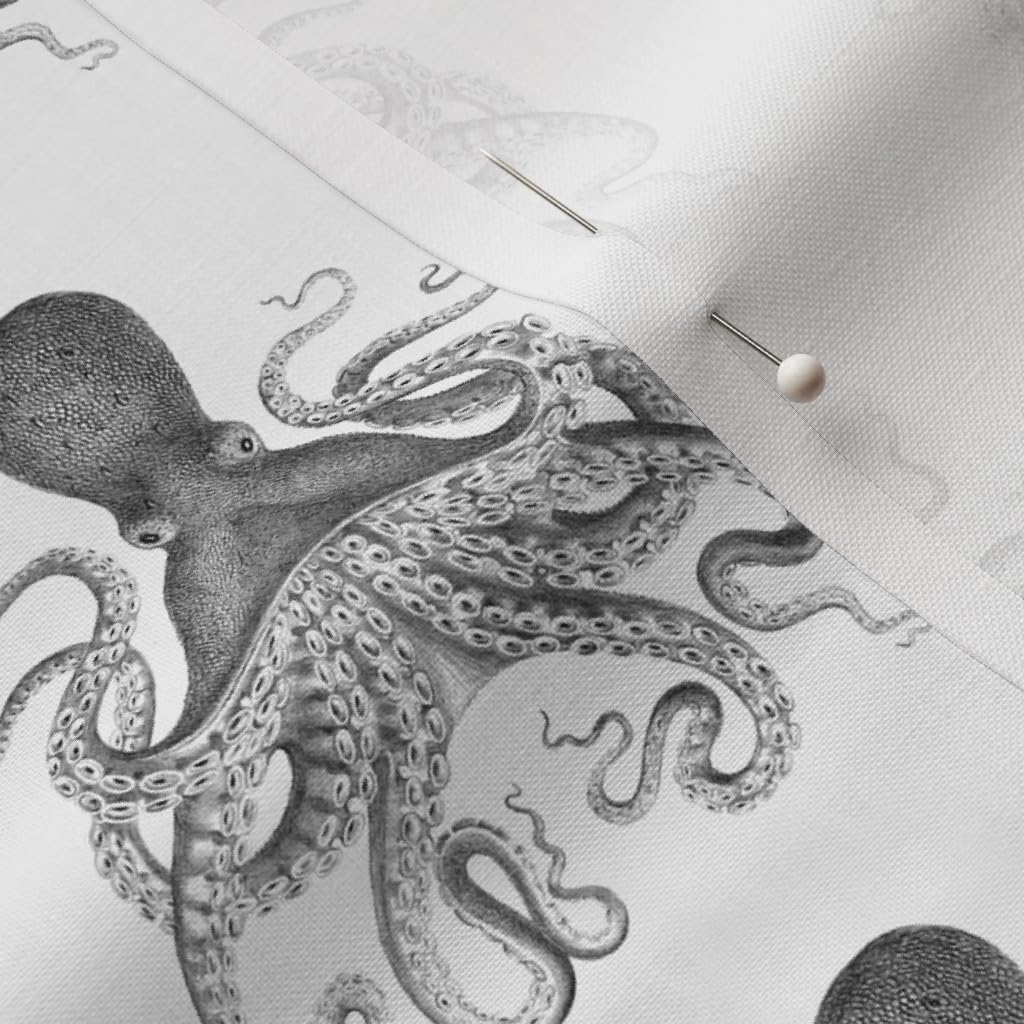 Spoonflower Fabric - Tiny Octopus Ink Gray Sea Ocean Jellyfish Squid Printed on Petal Signature Cotton Fabric by The Yard - Sewing Quilting Apparel Crafts Decor