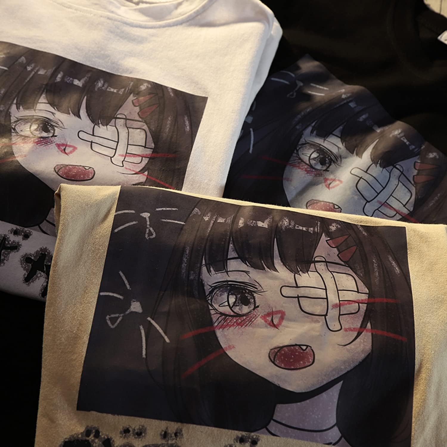 Women Gothic Harajuku Japanese Anime Print Tops Kawaii Oversized Aesthetic Dark Grunge Streetwear Tees - Image 4