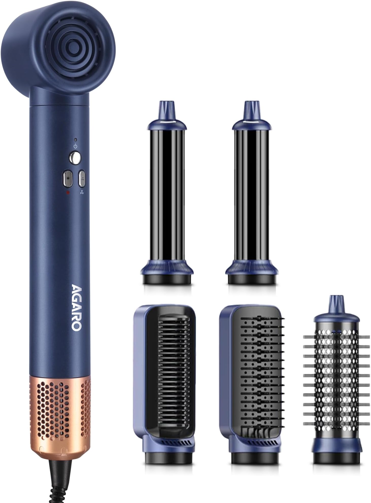 Imperial Multifunctional 6-in-1 Hair Styler, 1200W, High Speed Ionic Hair Dryer Brush, Blow Dryer Brush, Detachable Hair Styling Tools, Volumizing, Drying, Sleeking, Smoothing, Men & women,Black