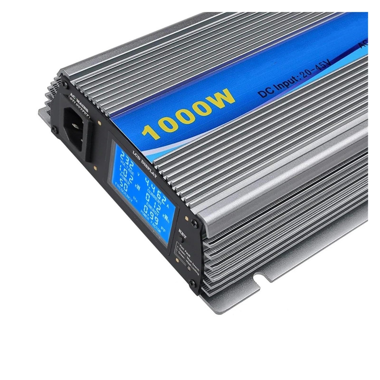 Inversor Potencia Microinversor Solar Conexión Red 1000W DC22-50V AC110V/220V Convertidor Onda Sinusoidal para Pura Modo Descarga Batería/Paneles Solares Convertidor(GTI-1000W with LCD,AC 190-260V)
